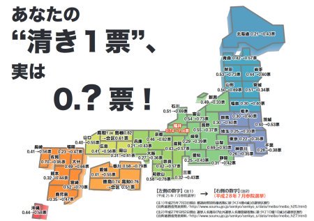 【（衆院）１票価値検索のデータを平成２９年区割り改正法に伴い更新しました！ ［資料室］掲載の全選挙区１票価値ＭＡＰのデータも更新済です】 ＞＞＞　［2017年度版］一覧表リンクはこちら