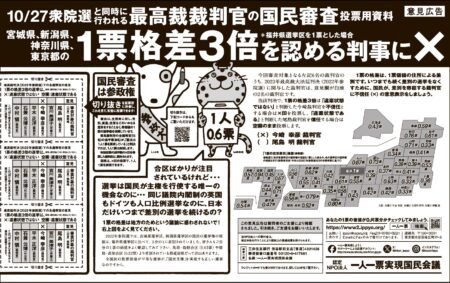 【2024/10/20付東京新聞に最高裁裁判官国民審査用の「切り抜き」意見広告が掲載されました】
