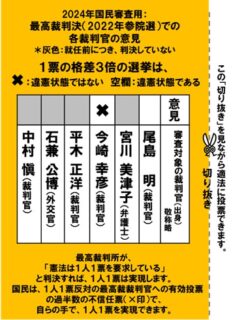 【10/27衆院選＆最高裁裁判官国民審査用の「切り抜き」を掲載しました】