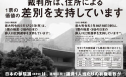 【2025/05/03 東京新聞で意見広告（裁判所は１票の価値の住所による差別を支持しています）が掲載されました】